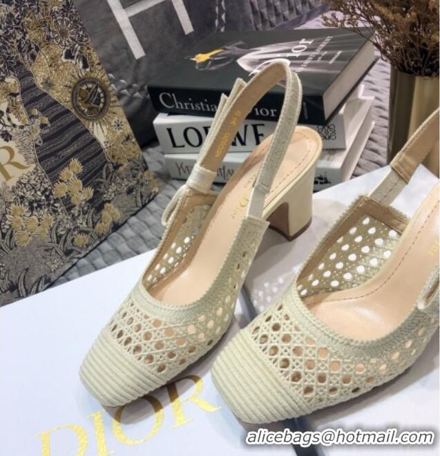 Best Price Dior x Moi Slingback Pumps in White Cannage Embroidered Mesh 111301