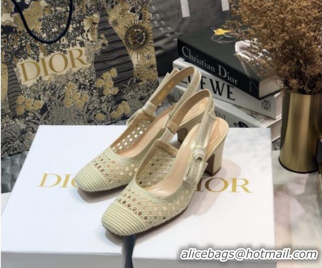 Best Price Dior x Moi Slingback Pumps in White Cannage Embroidered Mesh 111301