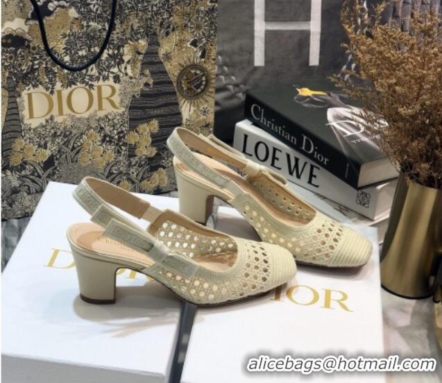 Best Price Dior x Moi Slingback Pumps in White Cannage Embroidered Mesh 111301