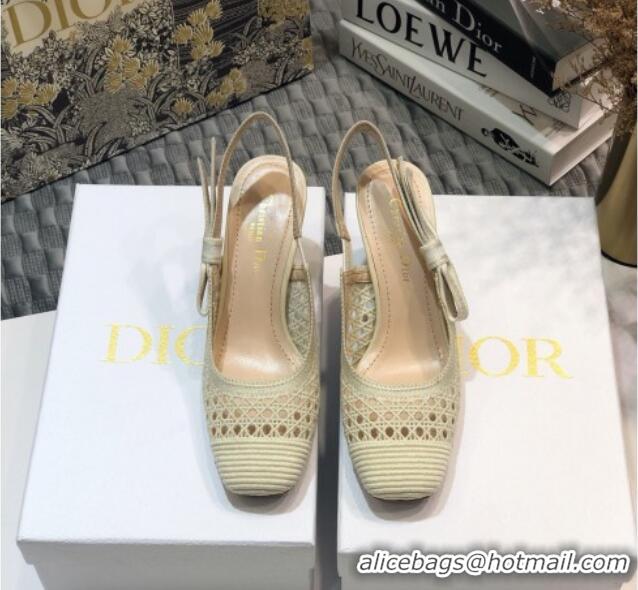 Best Price Dior x Moi Slingback Pumps in White Cannage Embroidered Mesh 111301