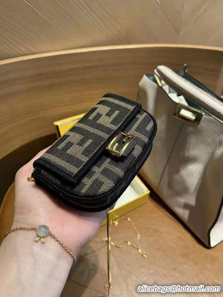 Grade Discount FENDI NANO BAGUETTE CHARM nappa leather 7AR844 Brown