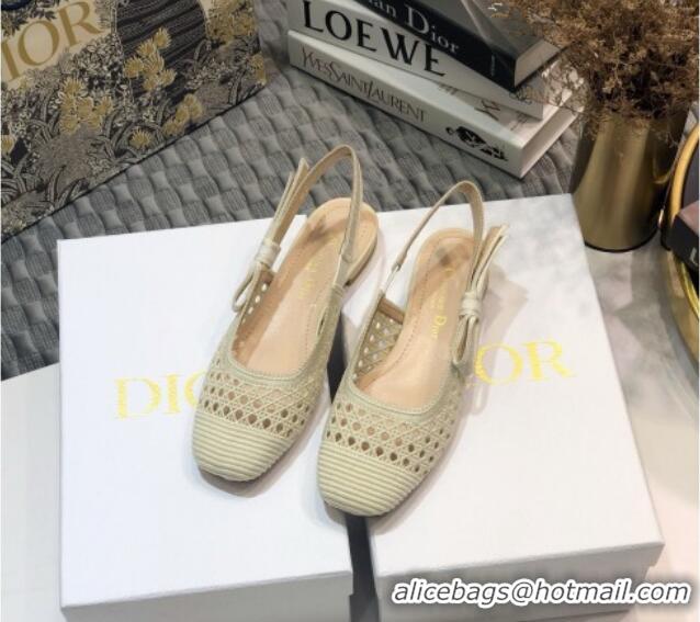 Good Quality Dior x Moi Slingback Ballerinas Flats in White Cannage Embroidered Mesh 111302