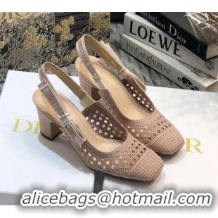 Best Quality Dior x Moi Slingback Pumps in Nude Cannage Embroidered Mesh 111303