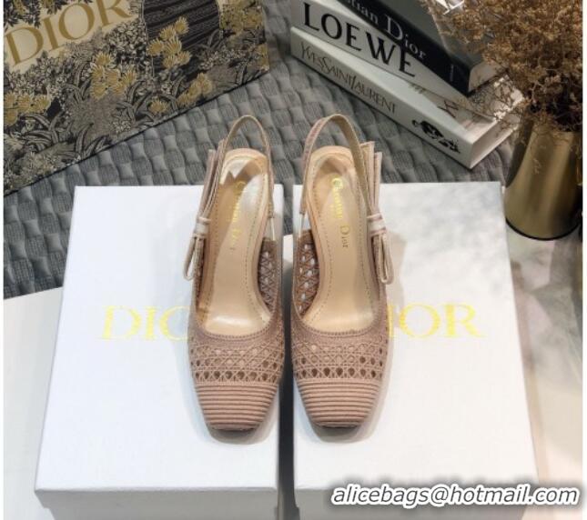 Best Quality Dior x Moi Slingback Pumps in Nude Cannage Embroidered Mesh 111303