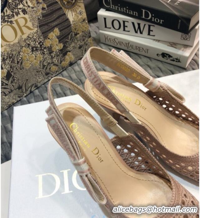 Best Quality Dior x Moi Slingback Pumps in Nude Cannage Embroidered Mesh 111303