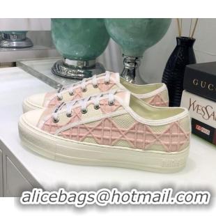 Custom Dior Walk'n'Dior Sneakers in Pink Denim Cannage Embroidery 111317