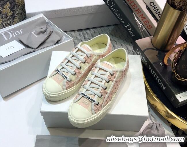 Custom Dior Walk'n'Dior Sneakers in Pink Denim Cannage Embroidery 111317