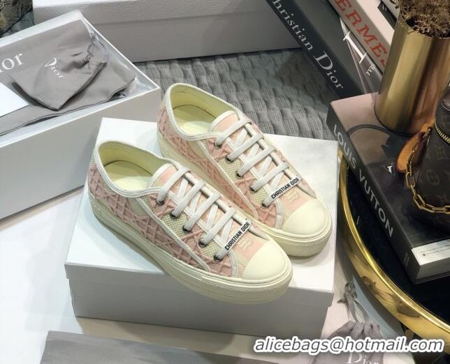 Custom Dior Walk'n'Dior Sneakers in Pink Denim Cannage Embroidery 111317