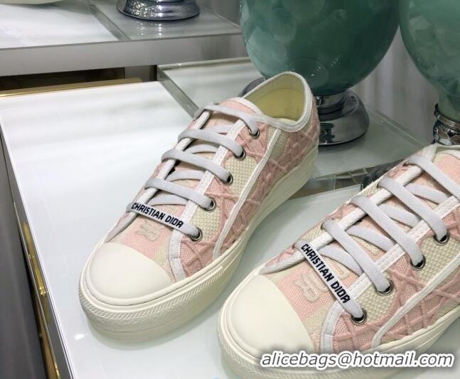 Custom Dior Walk'n'Dior Sneakers in Pink Denim Cannage Embroidery 111317