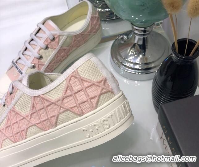 Custom Dior Walk'n'Dior Sneakers in Pink Denim Cannage Embroidery 111317