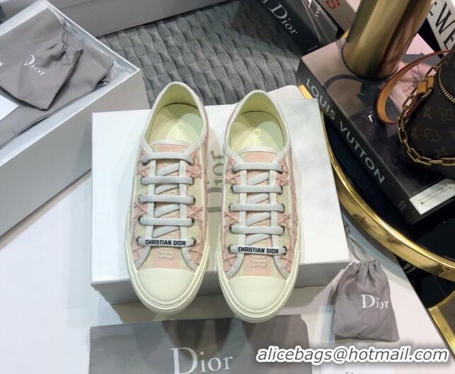 Custom Dior Walk'n'Dior Sneakers in Pink Denim Cannage Embroidery 111317