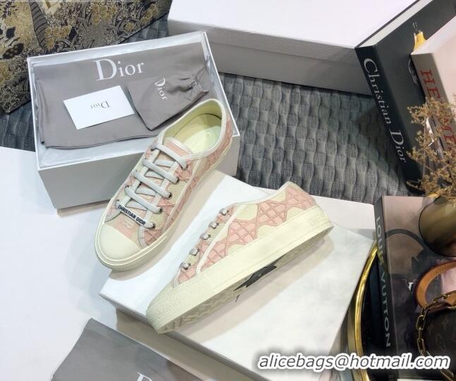 Custom Dior Walk'n'Dior Sneakers in Pink Denim Cannage Embroidery 111317