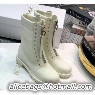 Reasonable Price Dior Diorunit Calfskin Matte Zip Short Boots 111319 White