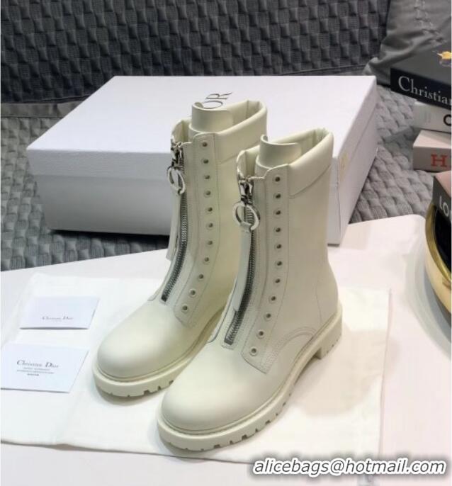 Reasonable Price Dior Diorunit Calfskin Matte Zip Short Boots 111319 White