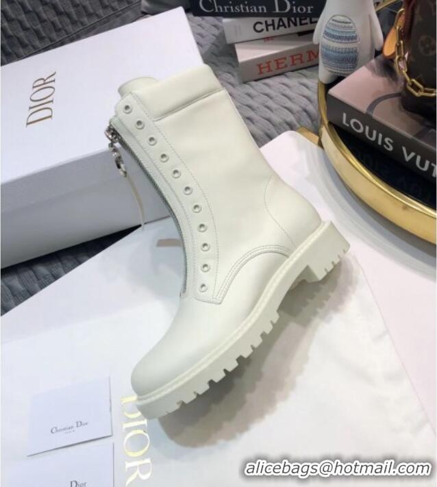 Reasonable Price Dior Diorunit Calfskin Matte Zip Short Boots 111319 White