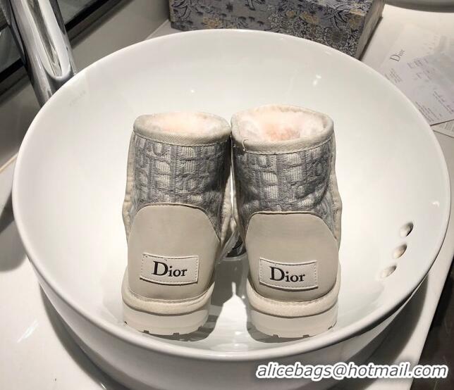 Good Quality Dior Wool Short Boots in Grey Oblique Embroidery 111430