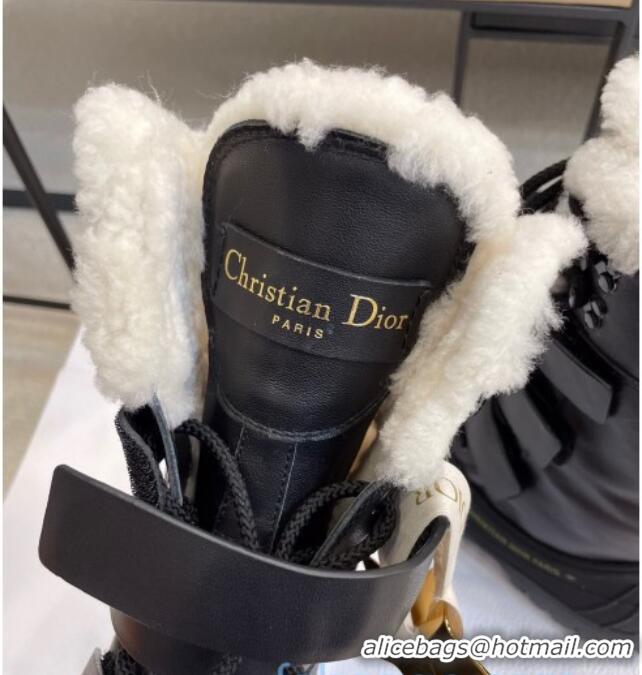 Top Quality Dior D-Major Calfskin Wool Medium High Boots 120214 Black