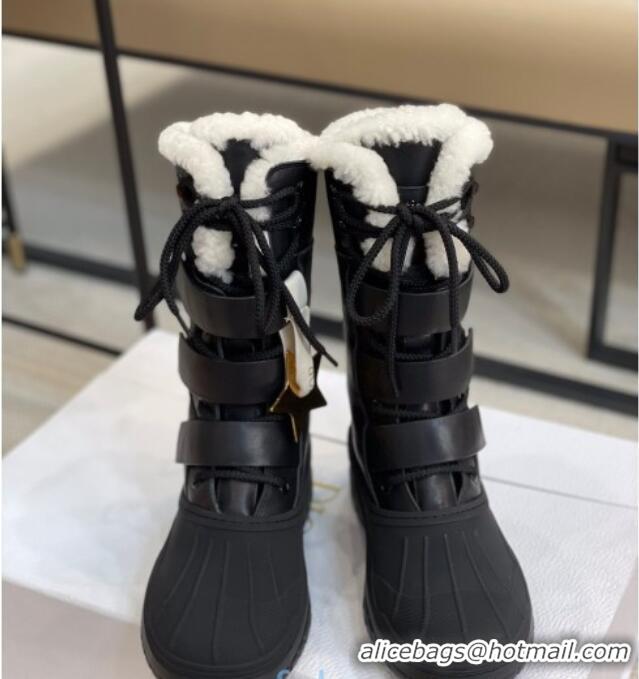 Top Quality Dior D-Major Calfskin Wool Medium High Boots 120214 Black