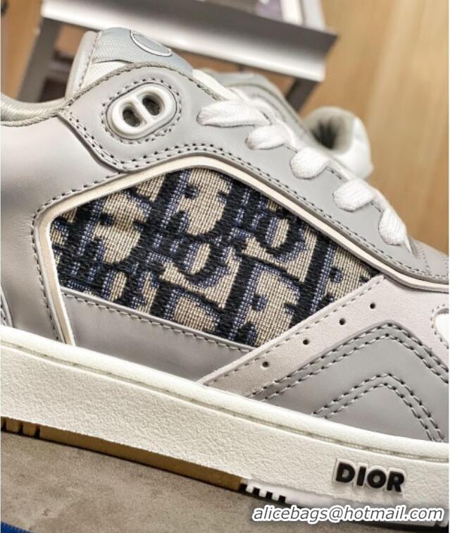 Top Quality Dior B27 Low-Top Sneakers in Grey Calfskin and Beige Oblique Canvas 120337