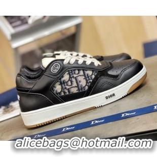 New Design Dior B27 Low-Top Sneakers in Black Calfskin and Beige Oblique Canvas 120339