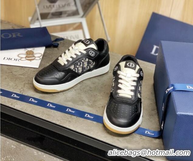 New Design Dior B27 Low-Top Sneakers in Black Calfskin and Beige Oblique Canvas 120339