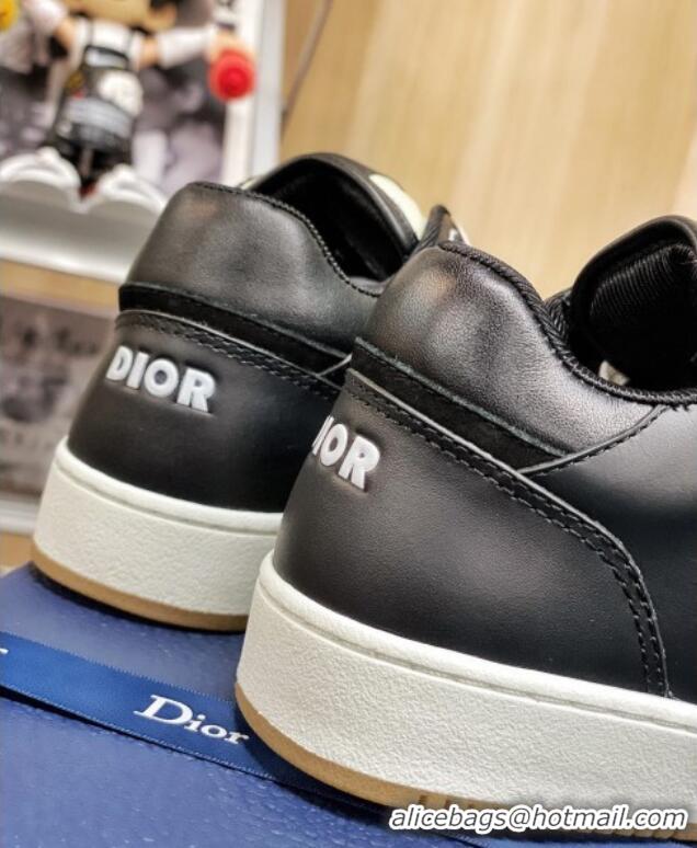 New Design Dior B27 Low-Top Sneakers in Black Calfskin and Beige Oblique Canvas 120339