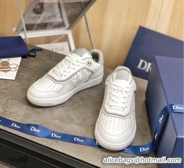 Top Quality Dior B27 Low-Top Sneakers in White and Grey Calfskin 120339