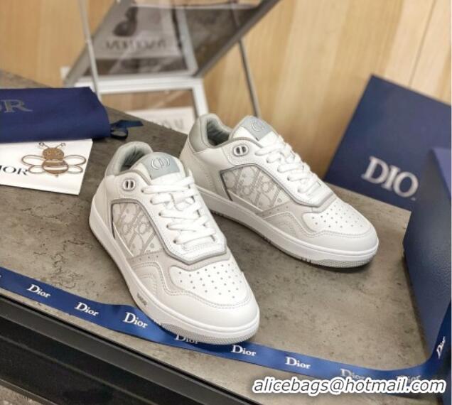 Top Quality Dior B27 Low-Top Sneakers in White and Grey Calfskin 120339