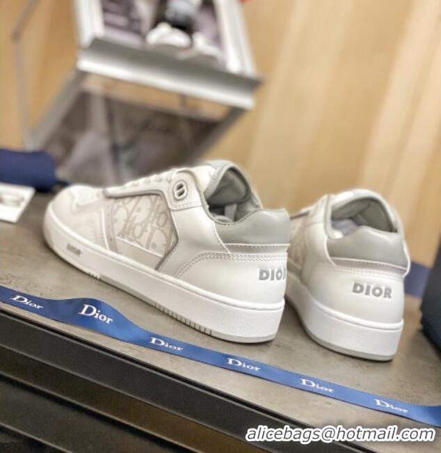 Top Quality Dior B27 Low-Top Sneakers in White and Grey Calfskin 120339