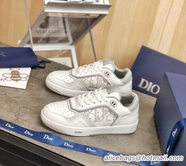 Top Quality Dior B27 Low-Top Sneakers in White and Grey Calfskin 120339