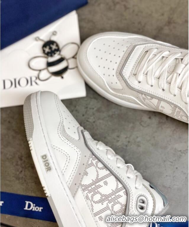 Top Quality Dior B27 Low-Top Sneakers in White and Grey Calfskin 120339