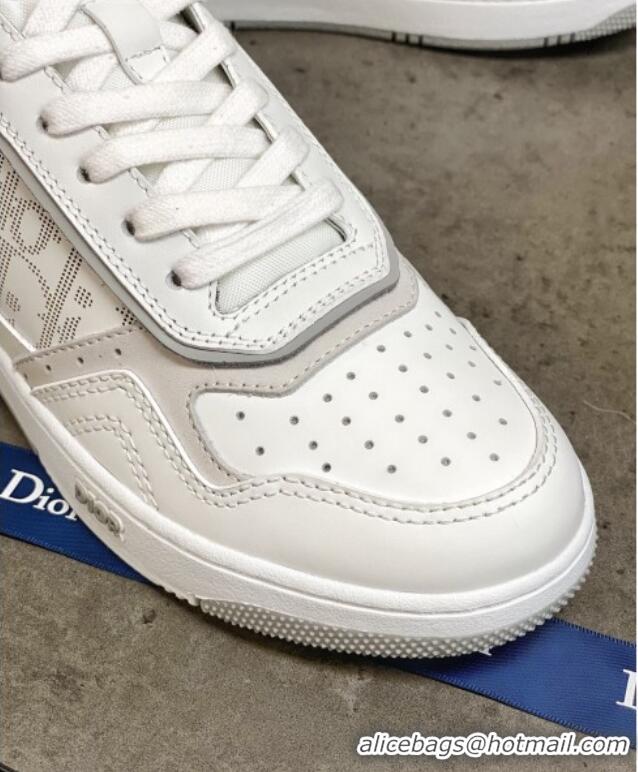 New Style Dior B27 High-Top Sneakers in White and Grey Calfskin 120341