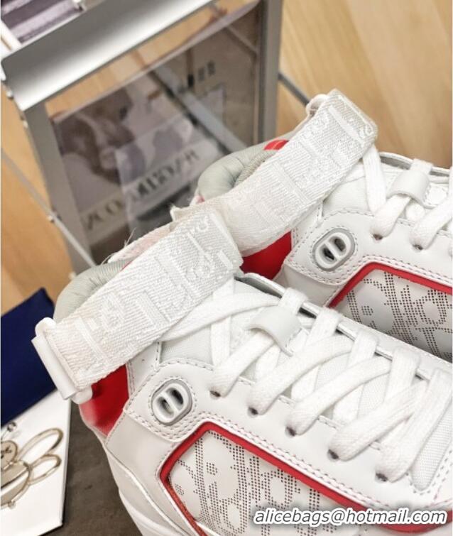 Low Price Dior B27 High-Top Sneakers in White and Red Calfskin 120341