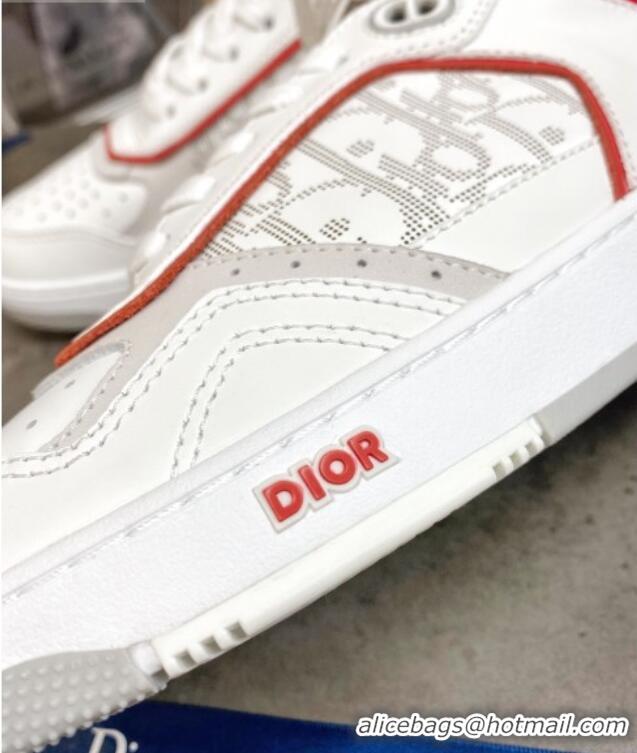 Low Price Dior B27 High-Top Sneakers in White and Red Calfskin 120341