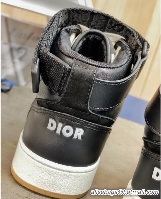 Best Luxury Dior B27 High-Top Sneakers in Black Calfskin and Oblique Jacquard 120341