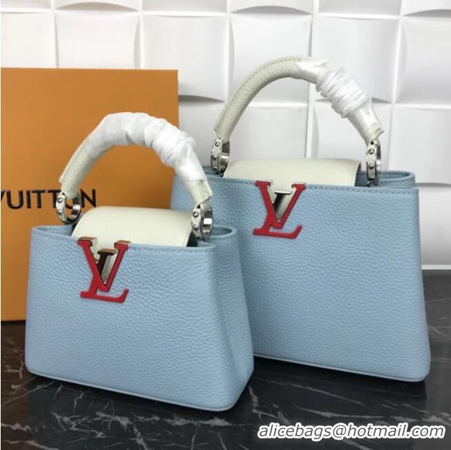 Buy Cheapest Louis Vuitton CAPUCINES PM M57519 light blue&white