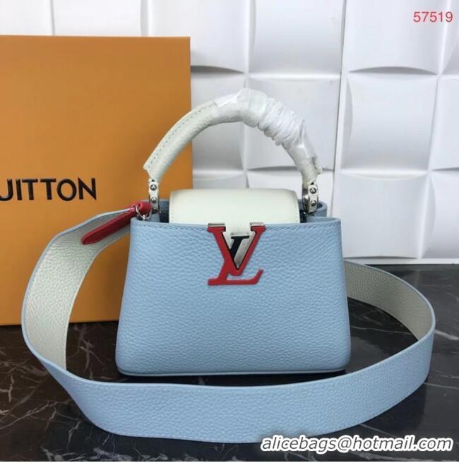 Original Cheap Louis Vuitton CAPUCINES PM M57519 light blue&white