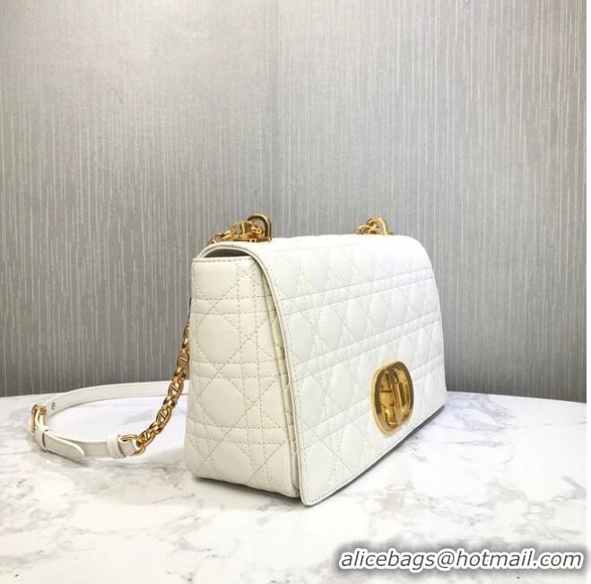 Super Quality LARGE DIOR CARO BAG Soft Cannage Calfskin M9243U White