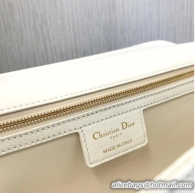 Super Quality LARGE DIOR CARO BAG Soft Cannage Calfskin M9243U White