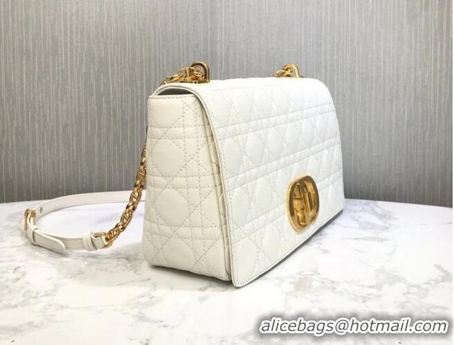 Super Quality LARGE DIOR CARO BAG Soft Cannage Calfskin M9243U White