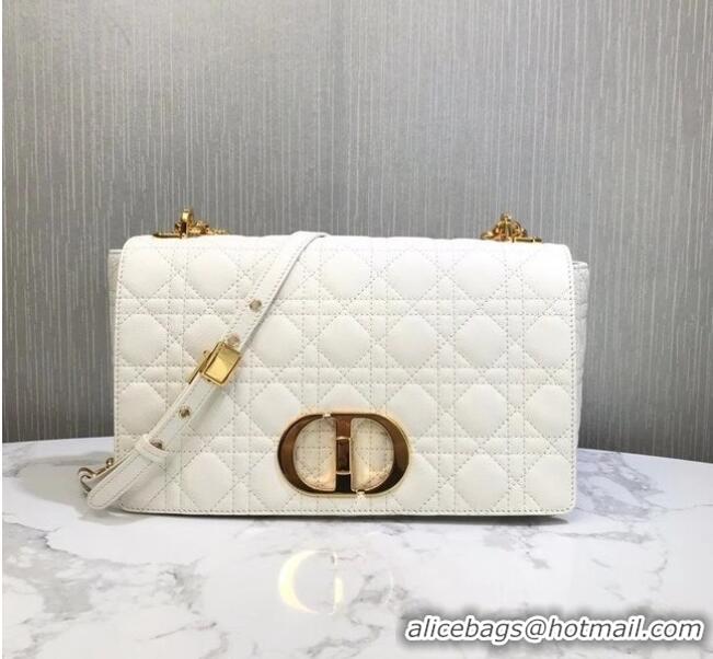 Super Quality LARGE DIOR CARO BAG Soft Cannage Calfskin M9243U White