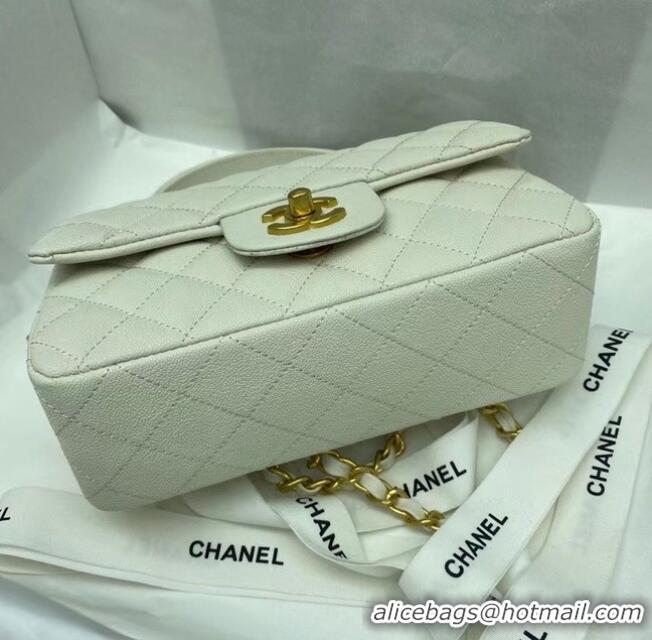 Unique Style CHANEL mini flap bag with top handle AS2431 White