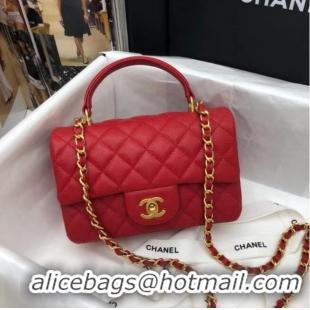 Popular Style CHANEL mini flap bag with top handle AS2431 red