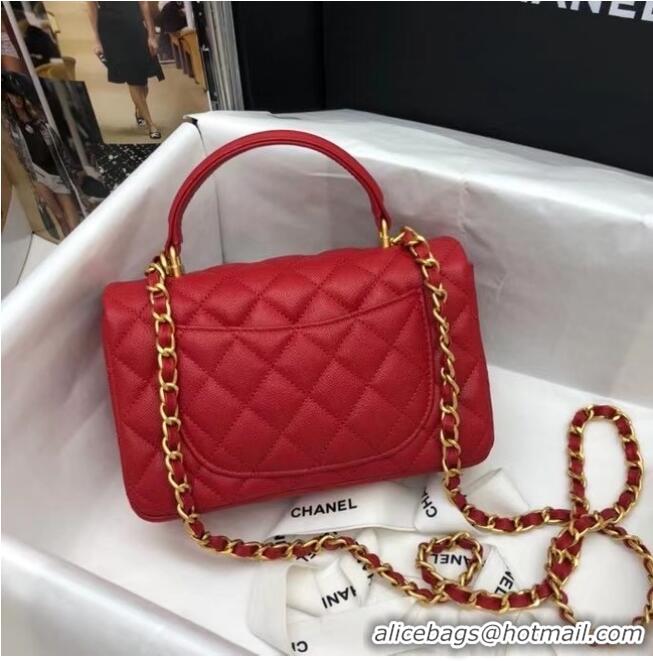 Popular Style CHANEL mini flap bag with top handle AS2431 red