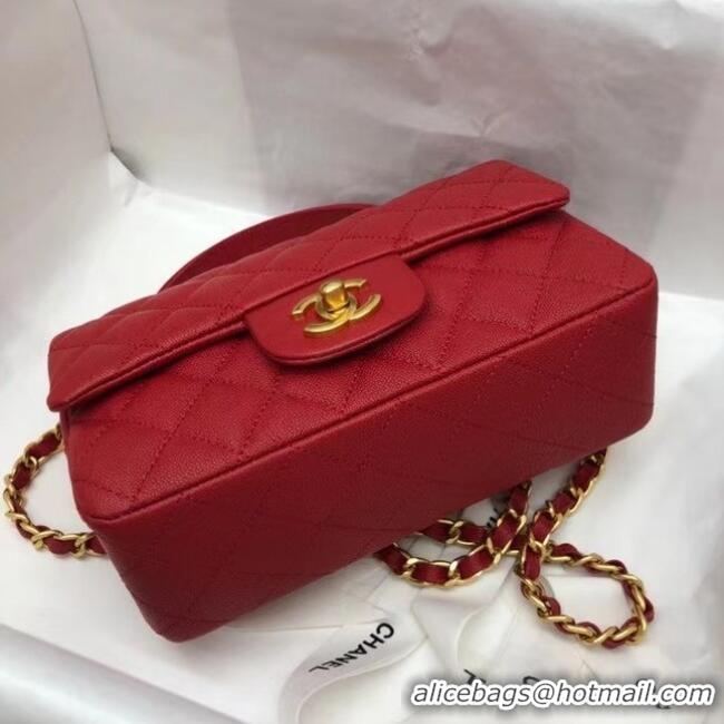 Popular Style CHANEL mini flap bag with top handle AS2431 red