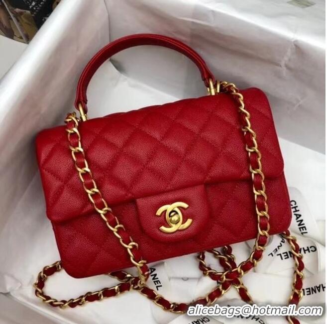 Popular Style CHANEL mini flap bag with top handle AS2431 red