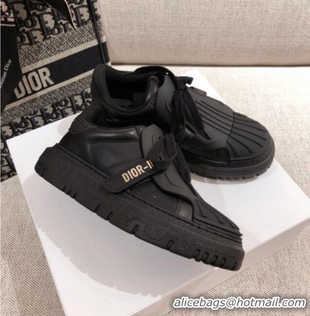 Low Cost Dior DIOR-ID Sneakers in Black Rubber and Calfskin 120454