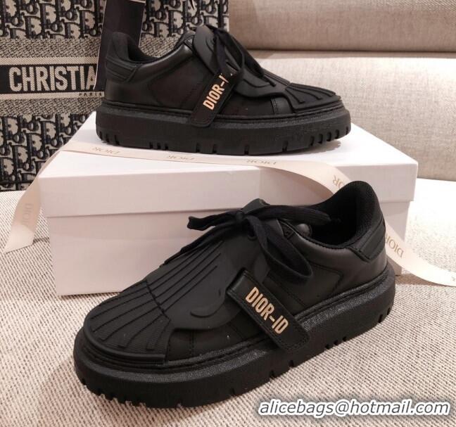 Low Cost Dior DIOR-ID Sneakers in Black Rubber and Calfskin 120454