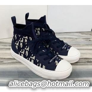 Purchase Dior Walk'n'Dior High Top Sneakers in Navy Blue Oblique Knit 121810