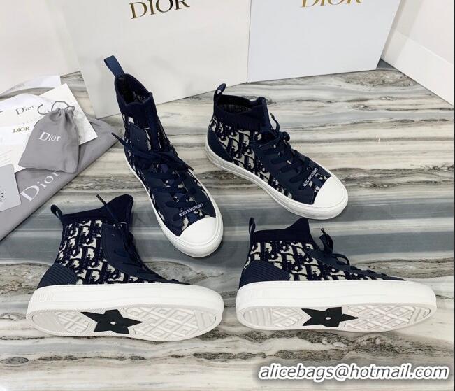 Purchase Dior Walk'n'Dior High Top Sneakers in Navy Blue Oblique Knit 121810